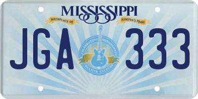 MS license plate JGA333