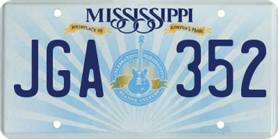 MS license plate JGA352