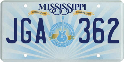 MS license plate JGA362