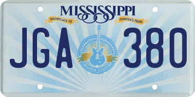 MS license plate JGA380