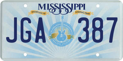 MS license plate JGA387