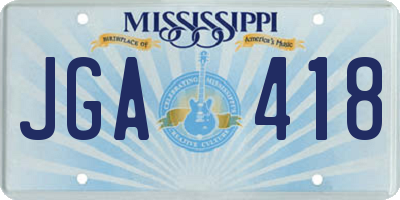 MS license plate JGA418
