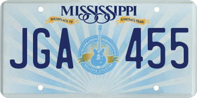MS license plate JGA455