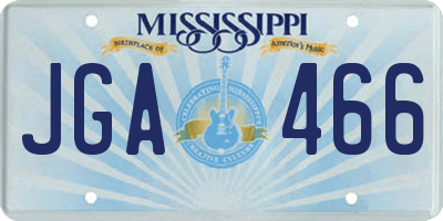 MS license plate JGA466