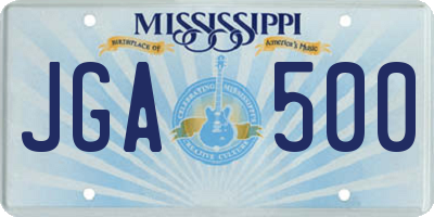 MS license plate JGA500