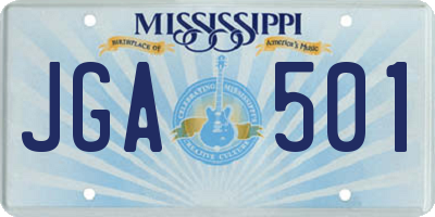 MS license plate JGA501