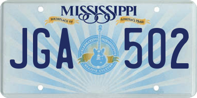 MS license plate JGA502