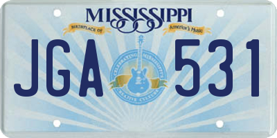MS license plate JGA531