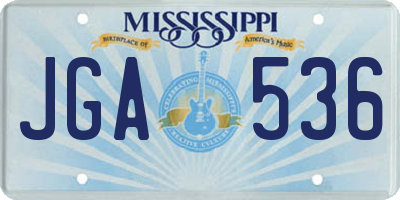 MS license plate JGA536