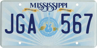 MS license plate JGA567