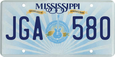 MS license plate JGA580
