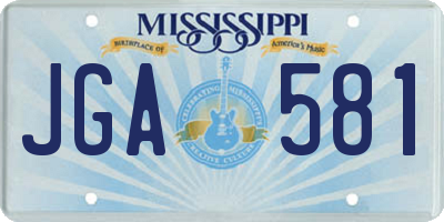 MS license plate JGA581