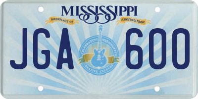 MS license plate JGA600