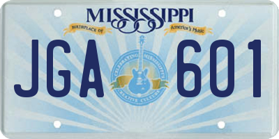 MS license plate JGA601