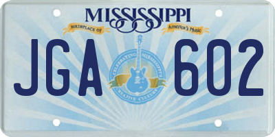 MS license plate JGA602