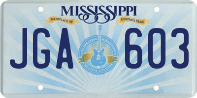 MS license plate JGA603