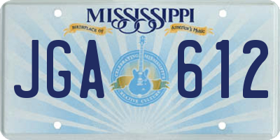 MS license plate JGA612