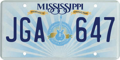 MS license plate JGA647
