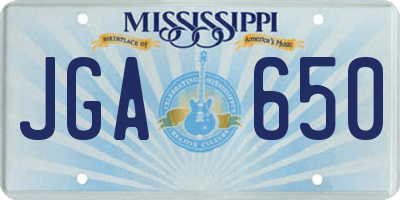 MS license plate JGA650