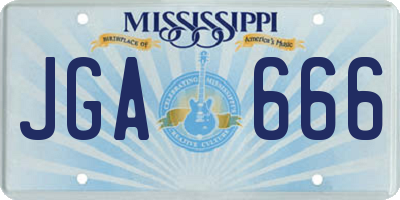 MS license plate JGA666