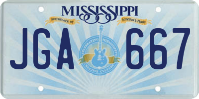 MS license plate JGA667