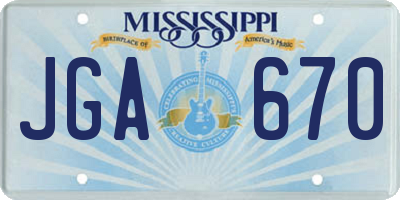 MS license plate JGA670
