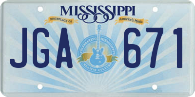 MS license plate JGA671