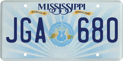 MS license plate JGA680