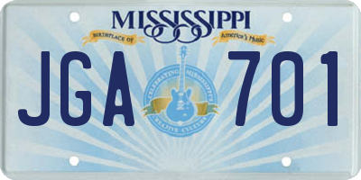 MS license plate JGA701