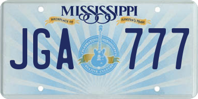 MS license plate JGA777