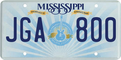 MS license plate JGA800