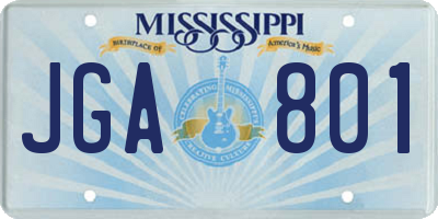 MS license plate JGA801