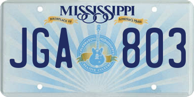 MS license plate JGA803