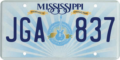 MS license plate JGA837