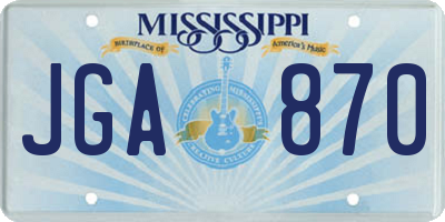 MS license plate JGA870