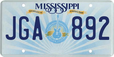 MS license plate JGA892