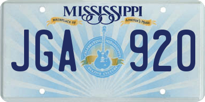 MS license plate JGA920