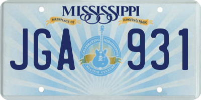 MS license plate JGA931