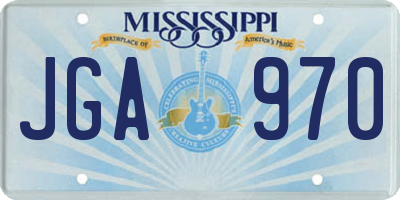 MS license plate JGA970