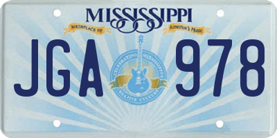 MS license plate JGA978