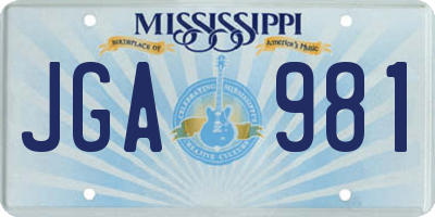 MS license plate JGA981