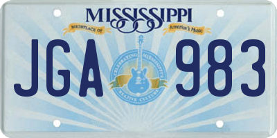MS license plate JGA983