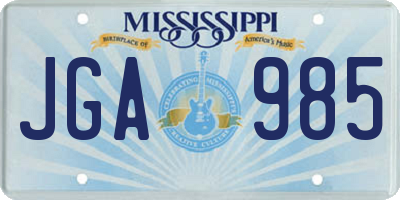 MS license plate JGA985