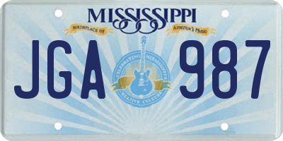 MS license plate JGA987
