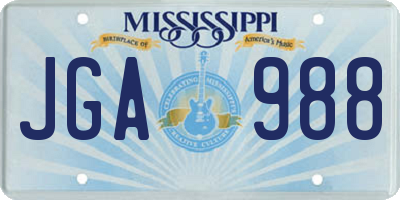 MS license plate JGA988