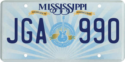 MS license plate JGA990