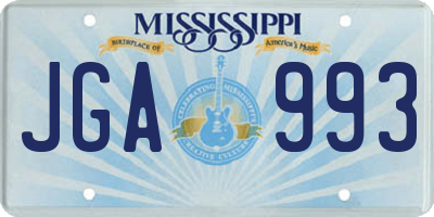 MS license plate JGA993