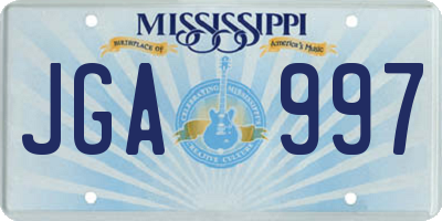 MS license plate JGA997
