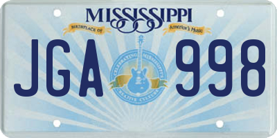 MS license plate JGA998