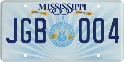 MS license plate JGB004